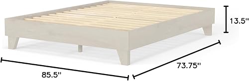Miniatura 50 de eLuxurySupply Marco de cama de plataforma de madera tamaño matrimonial, natural, perfil bajo, no necesita somier, fácil montaje, estilo minimalista