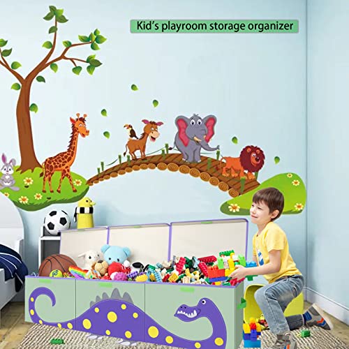 Asketam Kid Extra Large Dinosaur Toy Box Chest For Boy And Girl, Cute Collapsible Kids Toy Storage Bin With Lid Nursery Playroom Bedroom Baby Toy Chests Organizer(Purple 3 Pack) #TOP3
