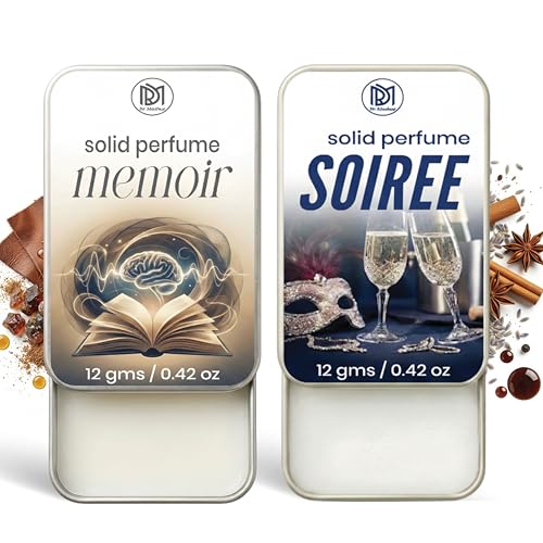 Image of Dr.Mashur Solid Perfume |Soiree&Memoir Alcohol Free Wax Perfume Balm, Long Lasting | Pocket Tin 12g, Pack Of 2| Non Greasy Smooth Glide, Travel Friendly Men And Women