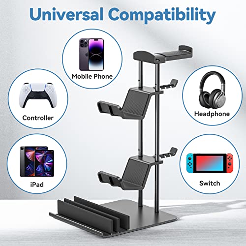 Kdd Headphone Stand, Game Controller Holder & Headset Holder For Desk, Earphone Stand With Aluminum Supporting Bar, Universal Storage Organizer Headphones/Controller/Switch/Ipad/Mobile Phone #TOP4