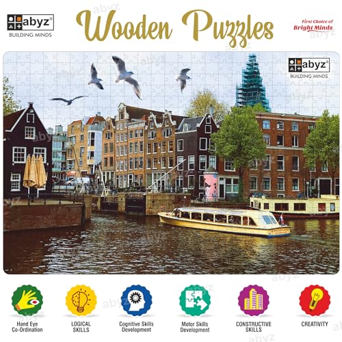 Image of ABYZ Wooden Jigsaw Canal in Amsterdam Puzzle for Kids Play and Learn Educational Puzzle for Children Aged 7+ and Adults Toy for Improving Memory & Problem Solving