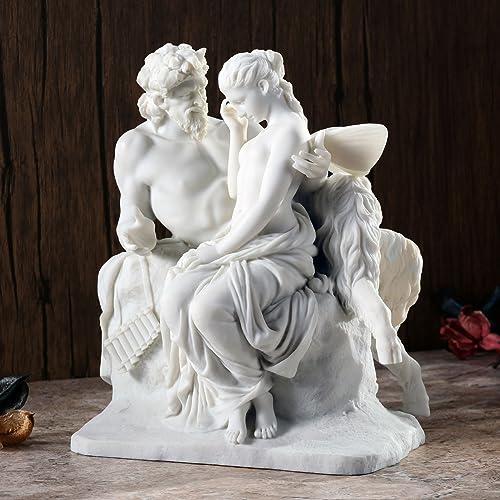 Escultura de Resina Pan y Psique 9 Pulgadas Blanco miniatura 5