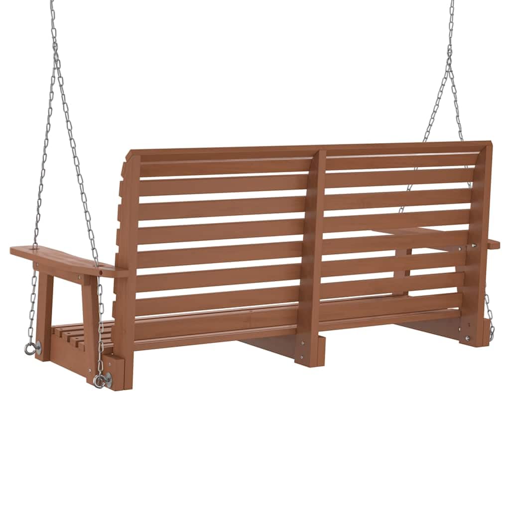 Hollywoodschaukel Gartenschaukel aus massivem Tannenholz mit Metallketten Braun 122,5x63x56 cm verstellbar für Garten Terrasse Veranda mit ergonomischem Schaukelsitz und wetterbeständigem