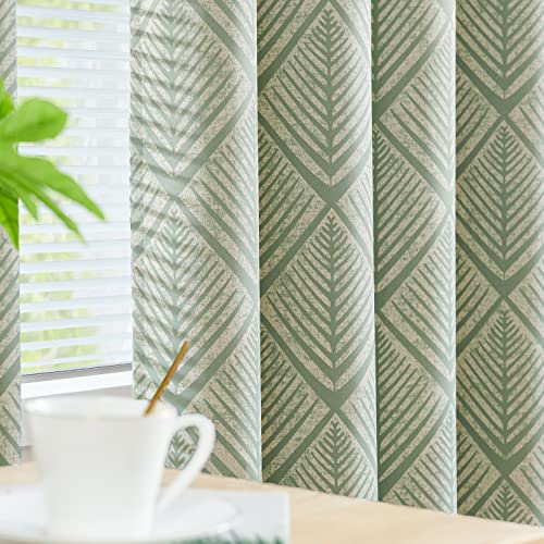 Jinchan 80% Blackout Curtains For Living Room, Geometric Patterns Drapes For Bedroom, Window Treatments For Room Darkening, Grommet Thermal Insulated Curtains 84 Inch Length 2 Panels, Sage Green #TOP2