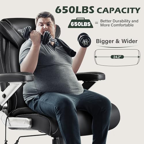 650lbs Big and Tall Ergonomic Office Chair with Thick Cushion, Adjustable Lumbar Support, and Extra Wide Design