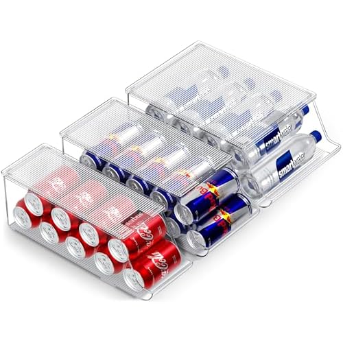 Sorbus Fridge & Pantry Can Organizer – 3 Size Dispenser for Standard, Skinny Cans & Water Bottles