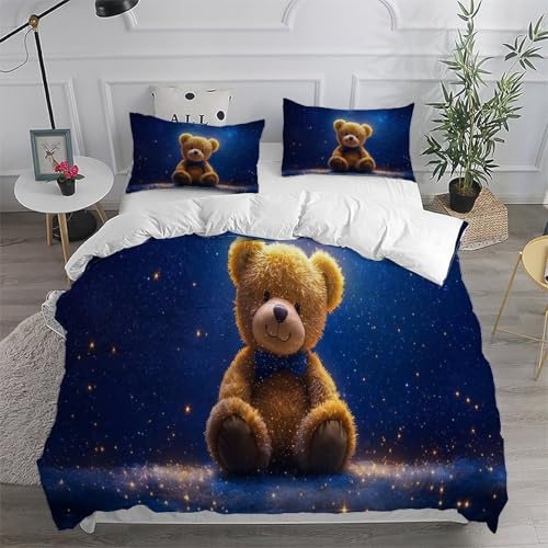 Housse de couette ours en peluche 3 pièces 200x200 microlibre douce - 6