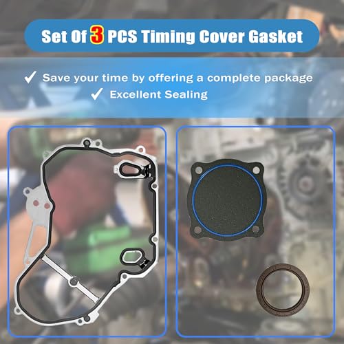 Image of PartsFlow TCS46079 Timing Cover Gasket Set, Timing Chain Gasket for Chevy Cobalt Equinox HHR Malibu for GMC Terrain for Buick Regal LaCrosse 2.0L /2.2L /2.4L Replace# 12637040