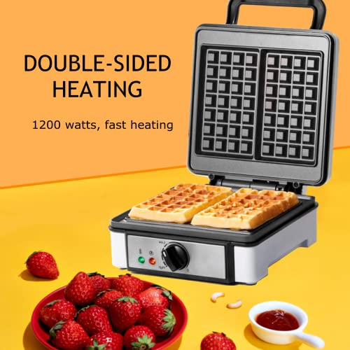 Waffeleisen Belgische Waffel, Waffle Maker 1200 Watt, Doppelwaffeleisen für Einstellbare Temperatur, 2 Rechteckige… – Bild 4