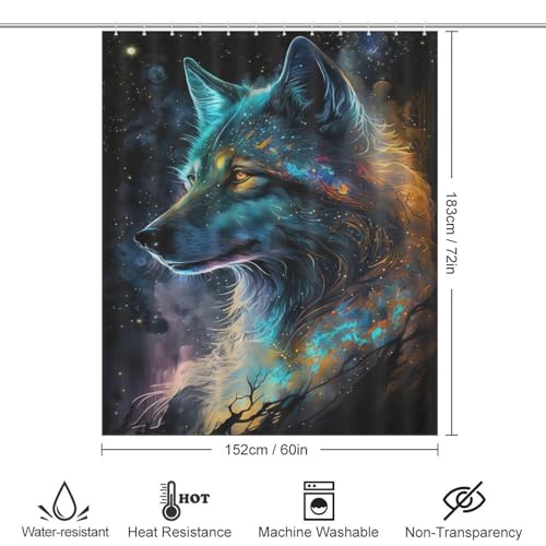 Rideau de douche imperméable en polyester 152x183 cm pour baignoire Cloudy Loup
