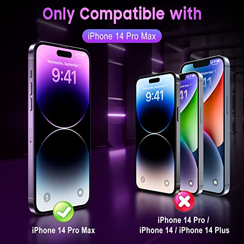 Image of Uyiton SHILD Privacy Screen Protector for iPhone 14 Pro Max-Anti-Spy, Anti-Blue Light, HD Full Coverage Tempered Glass with Frame, Purple