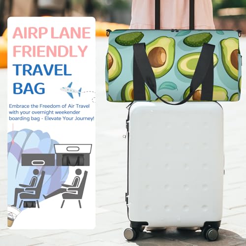 Gym Bag for Women Men Green Avocado Weekender Overnight Workout Travel Duffle Sports Tote Cute Avocado Waterproof Foldable Sports Bag3