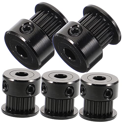 MUCKLILY 5pcs Black Aluminum Alloy Gear Timing Pulley Teeth Synchronous Wheel for Printer Printing Accessory