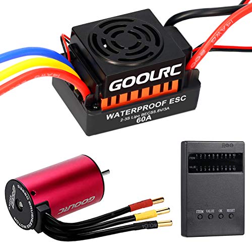 GoolRC Brushless Motor S3660 3300KV Sensorless Brushless Motor 60A Brushless ESC and Programming Card Combo Set for 1/10 RC Car Truck