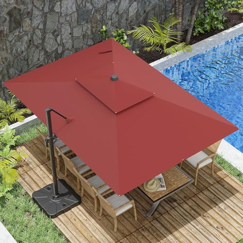 Image of THESHELTERS - Premium Garden Umbrella 360 Degree Rotating Stylish and Durable Outdoor Garden Umbrella with Heavy-duty Water Base (95Kgs)- Patio and Lawn Umbrella, 2.5x2.5m Big Size Outdoor Umbrella with Stand