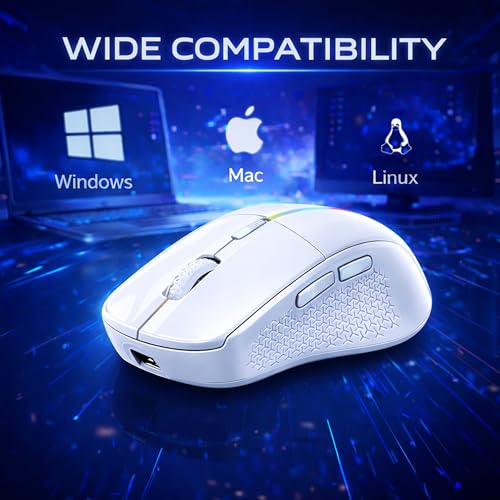 Image of Ant Globe 50 Rechargeable Wireless Optical Mouse| Dual Mode BT & 2.4GHz USB | 3200 Adjustable DPI, 6 Buttons, 50Hr Battery Life| Lightweight Ergonomic Design for Laptop, PC, Mac,Tablet &Mobile White