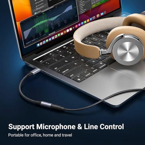 Image of AUDIOCULAR D13 Type C to 3.5mm DAC Dongle, Portable Audio Adapter with Built-in DAC Chip, 16bit /48kHz HiFi Sound, Compatible with iPhone 16 /15 Series, Galaxy, Pixel, iPad & USB-C Devices (Black)