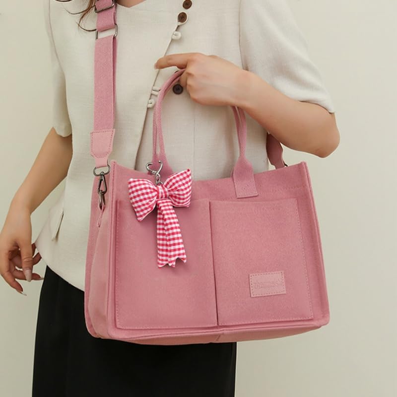 Image of Pink Bow Keychain Bag Charms Y2K Bowknot Plaid Keychains Coquette Aesthetic Purse Handbag Backpacks Charms (Pink 1)