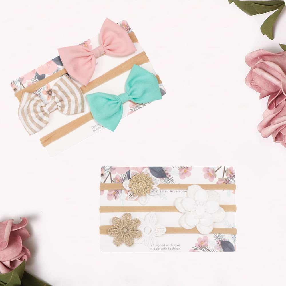 ANZAILALA 6pcs Flower Headbands for Baby Girl, Elastic Floral Hair Band for girl, Bows Wrap Headband for Infant Newborn Baby
