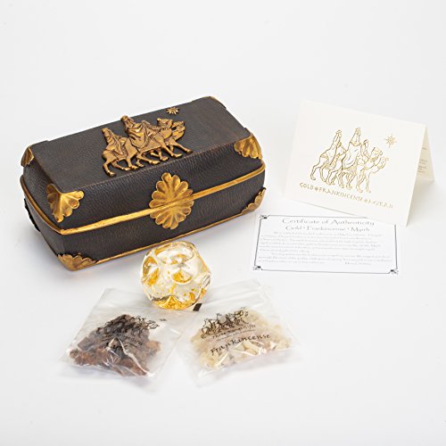 Real Gold Frankincense & Myrrh Regal Christmas Music Box - Plays Joy to The World and We Three Kings - Thumbnail 7