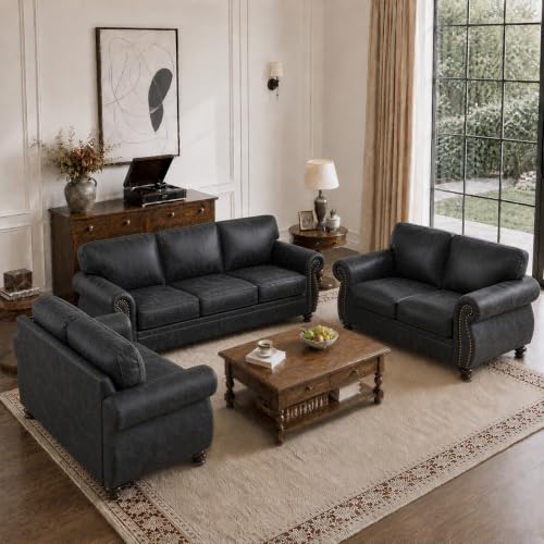 Image of Couchus 88 inch W Living Room Furniture Sets, 3-Seater&2 Loveseat, Grey