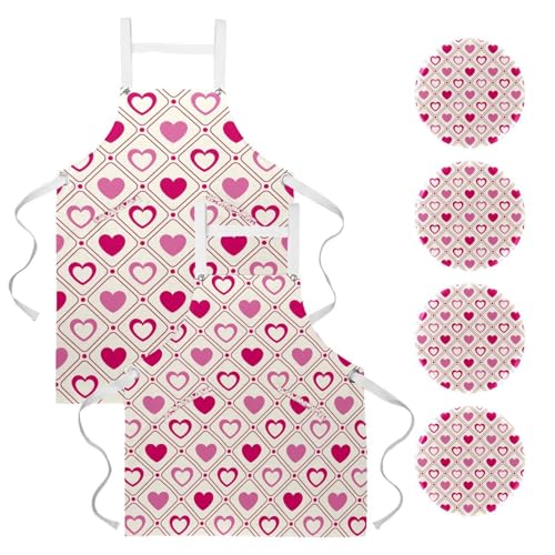 Tablier de cuisine multicolore pour bistrot et travail ménager, lot de 2 avec broches