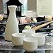 MyGift White Ceramic Hot Sake Set with Tokkuri Bottle Carafe (5 oz) and 4 Ochoko Cups (1.6 oz), Japanese Style Sake Wine Serving Set
