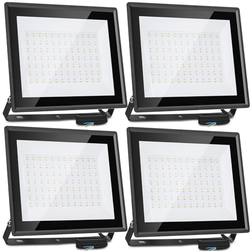Aigostar Foco LED Exterior 70w 6100LM, Foco Proyectore LED Exterior Impermeable IP65, 6500K Blanco Frío para Garaje,Jardín,Patio,Parque.4 pcs