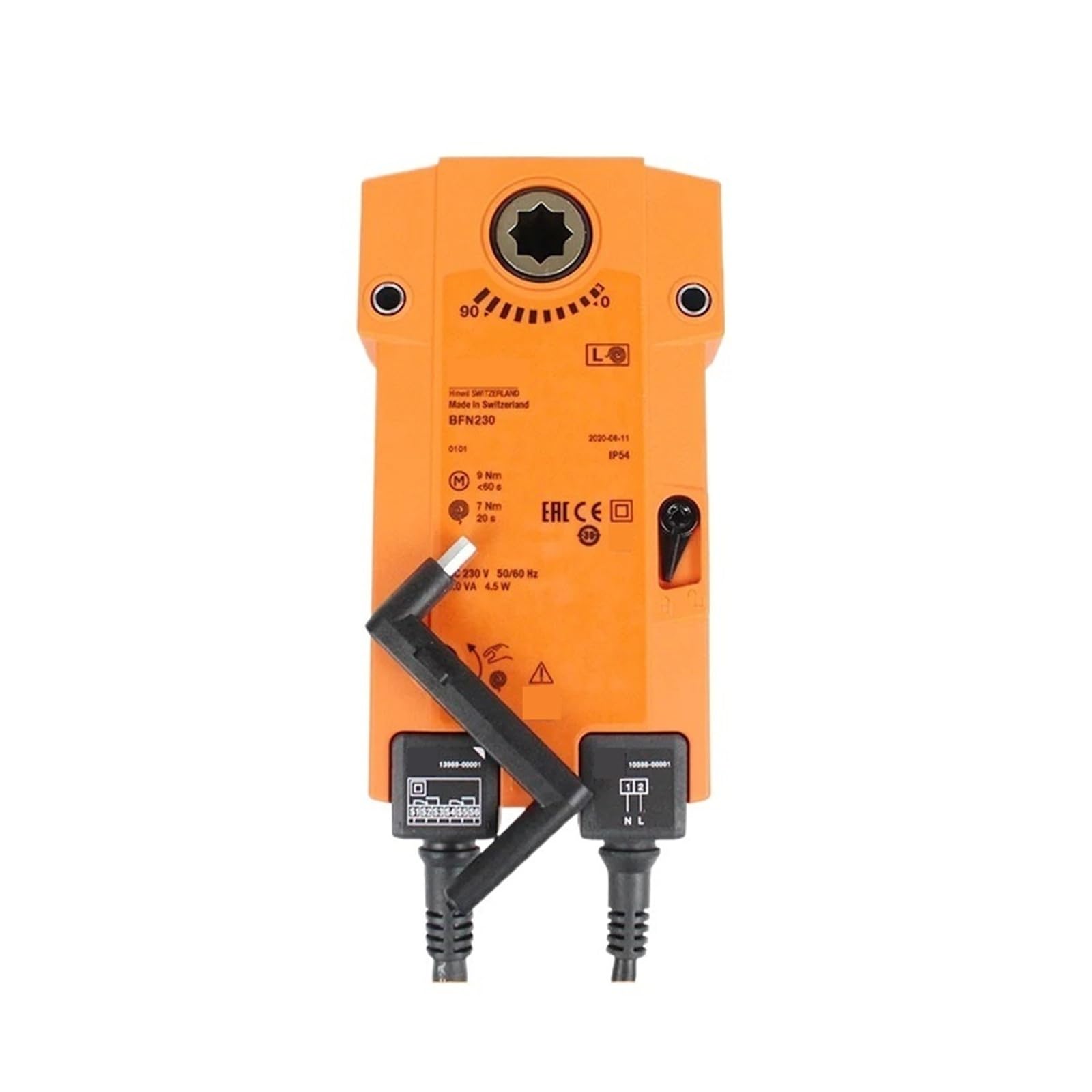 Actuador de compuerta cortafuegos BFN230 con 2 interruptores auxiliares y protección IP54 de 9NM