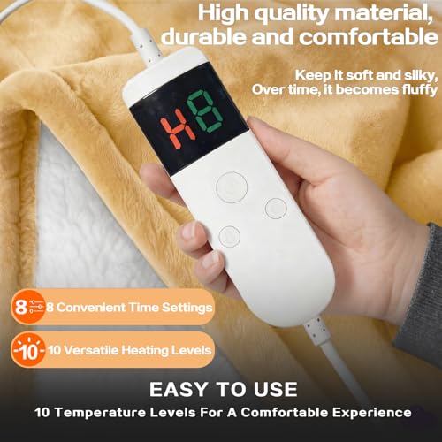 Image of Wearable Heated Blanket With Sleeves & Foot Pocket, Heated Throw Blankets Fast Heating Blanket With 10 Heat Settings Auto Shut Off Over-Heat Protection-Warm Gift, Machine Washable, 52 inch*72 inch+18 inch