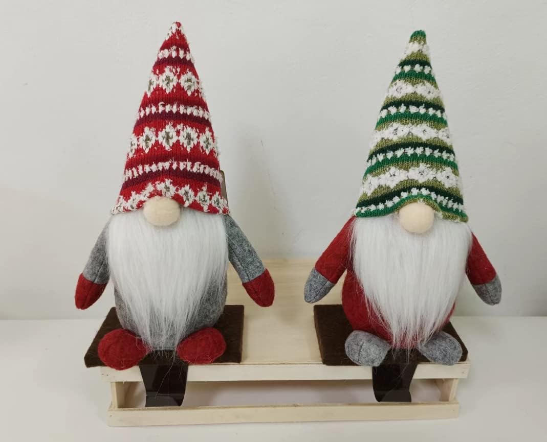 GMOEGEFT Christmas Stocking Holder Set of 2 Gnome Stocking Stand Hangers with Plush