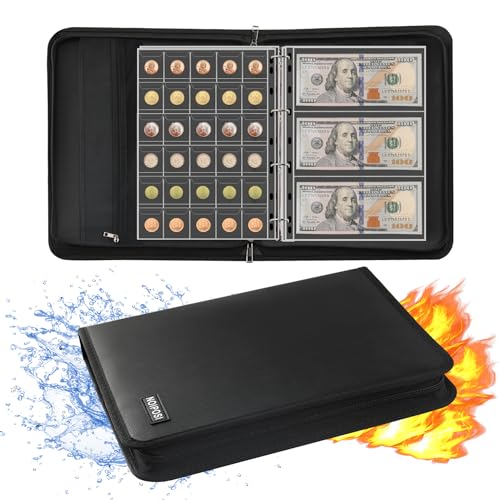 Noiposi F75 Coin Collection Book Holder For Collectors, Fireproof Coin Album cover
