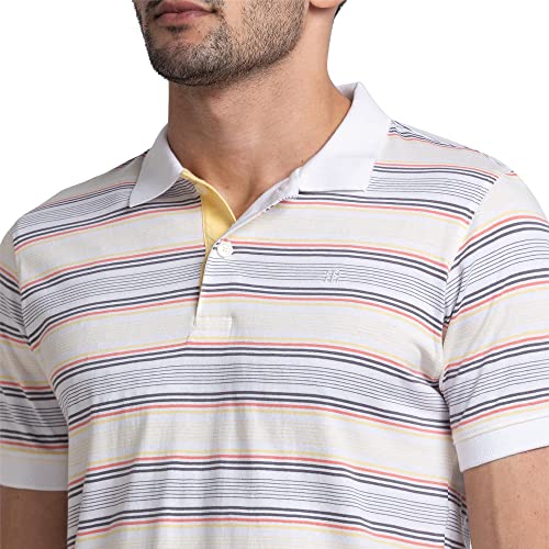 Image of Raymond Men Cotton Striped Regular Fit T-Shirt
