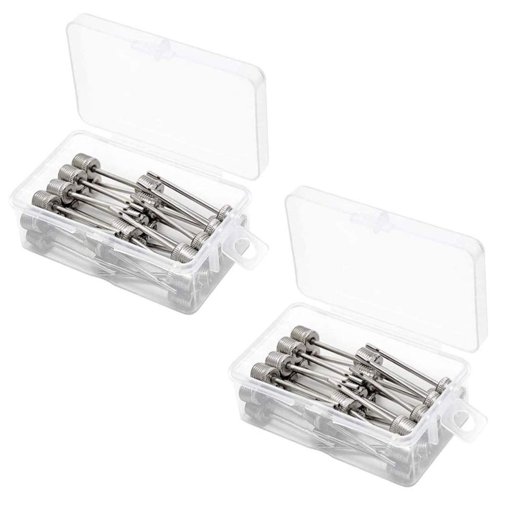 BESPORTBLE 60pcs Stainless Steel Pump Needles for Sports Inflating Nozzle for Basketball Football Rugby Inflatable Toys Flexible Design Easy to Carry with Storage Box