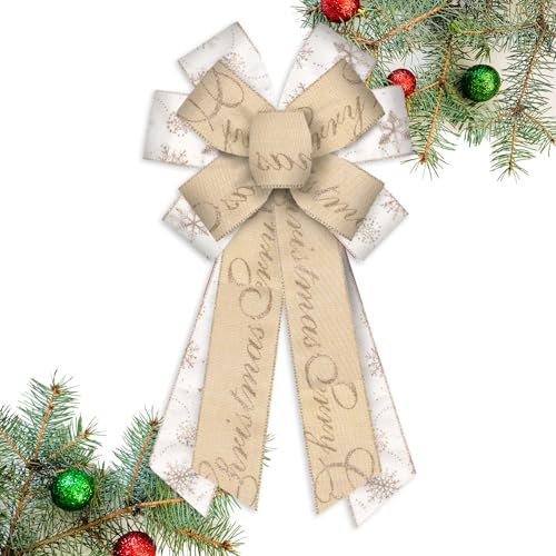 Habbiful Large Christmas Bow for Wreath, Merry Christmas Wreath Bow