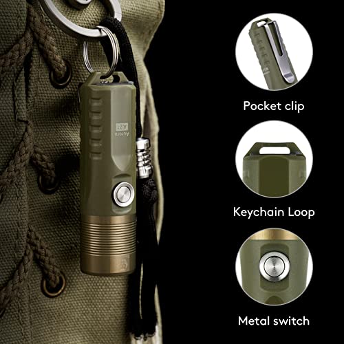 Rovyvon A21 1000 Lumens Flashlight, Rechargeable Pocket Flashlight Waterproof For Edc Gear, Camping, Hiking, Holiday Gift (Military Green) #TOP2