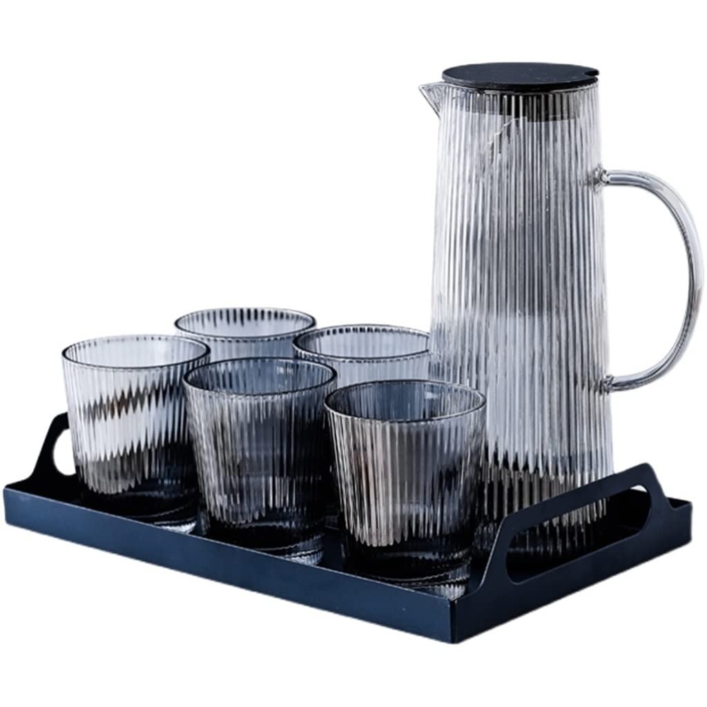 Carafe à eau en verre de grande capacité avec tasses assorties style A