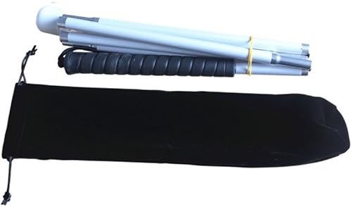 Miniatura 8 de Bastón blanco plegable de aluminio para personas con discapacidad visual y ciegas (se pliega 6 secciones) (61 pulgadas), mango negro)