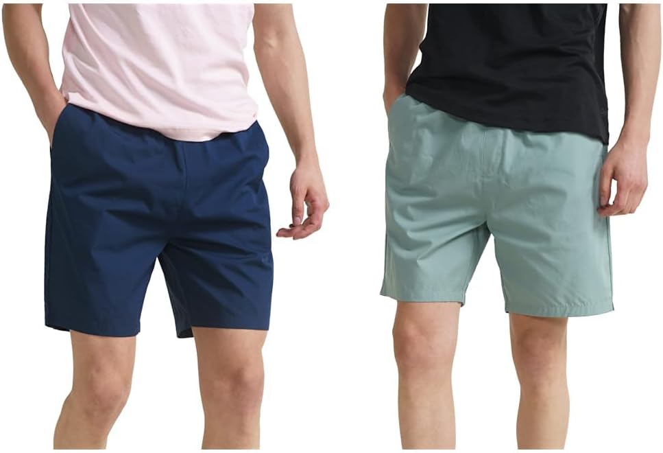 DAMENSCH Menâ€™s Regular Fit Cotton Blend Casual Lounge Shorts | Dual Pocket Sleep Shorts Pack of 2