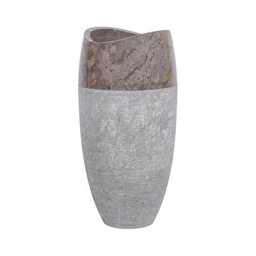 Lavabo totem arrotondato in marmo grigio Ø40 cm PGT-G GREY - L 40 x L 40 x H 90 cm