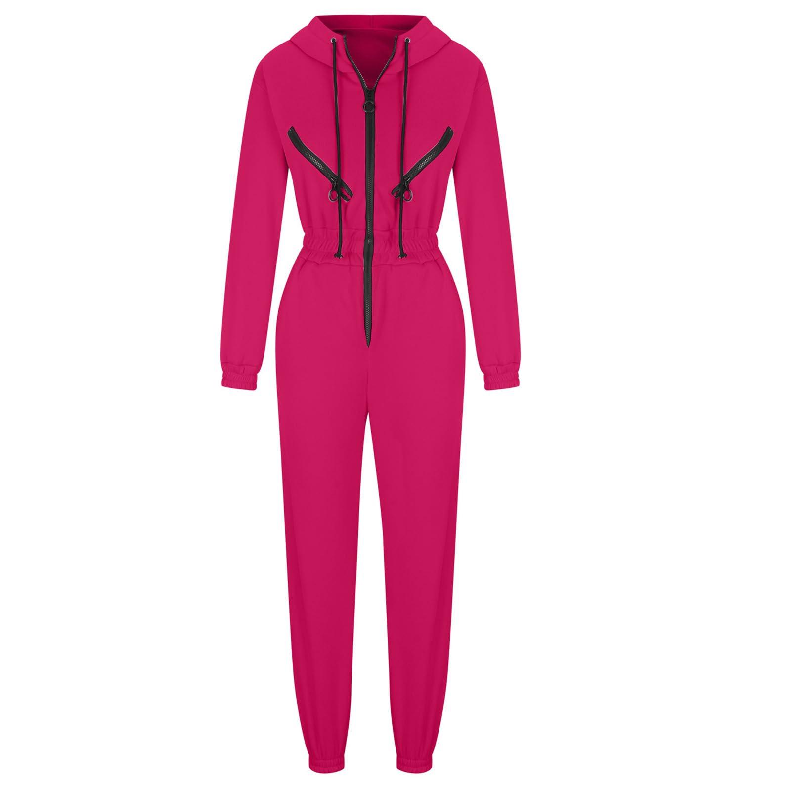 Combinaison à Capuche à Manches Longues avec Poches, Barboteuse à Taille élastique, Pulls Une pièce, survêtement décontracté, vêtements de Sport, Tenue Une pièce, Barboteuse avec Poches