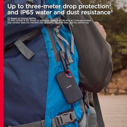 Image of SanDisk 8TB Extreme Portable SSD - Up to 1050MB /s, USB-C, USB 3.2 Gen 2, IP65 Water and Dust Resistance, Updated Firmware - External Solid State Drive - SDSSDE61-8T00-G25