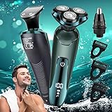 Tuyaguard Electric Razor for Men, Cordless Rechargeable 3D Rotary Shaver with LCD Display, Wet/Dry Waterproof Men’s Shaving Kit with Pop-Up Trimmer, Ideal Razor Gift for Husband, Dad, Boyfriend
