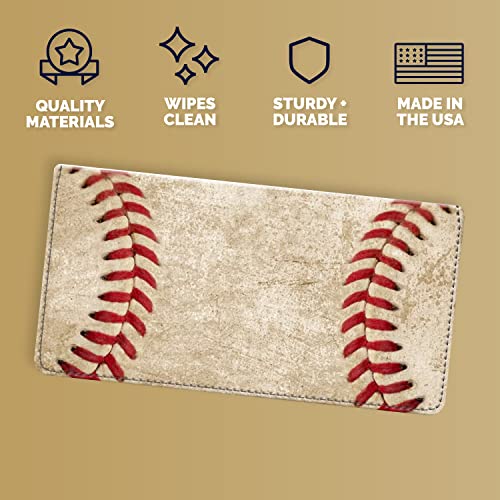 Eric Scott Checkbook Cover For Men And Women, Durable Premium Fabric Checkbook Cover For Personal Checkbook With Register And 6 Card/Photo Slots (Baseball Stitch) #TOP1