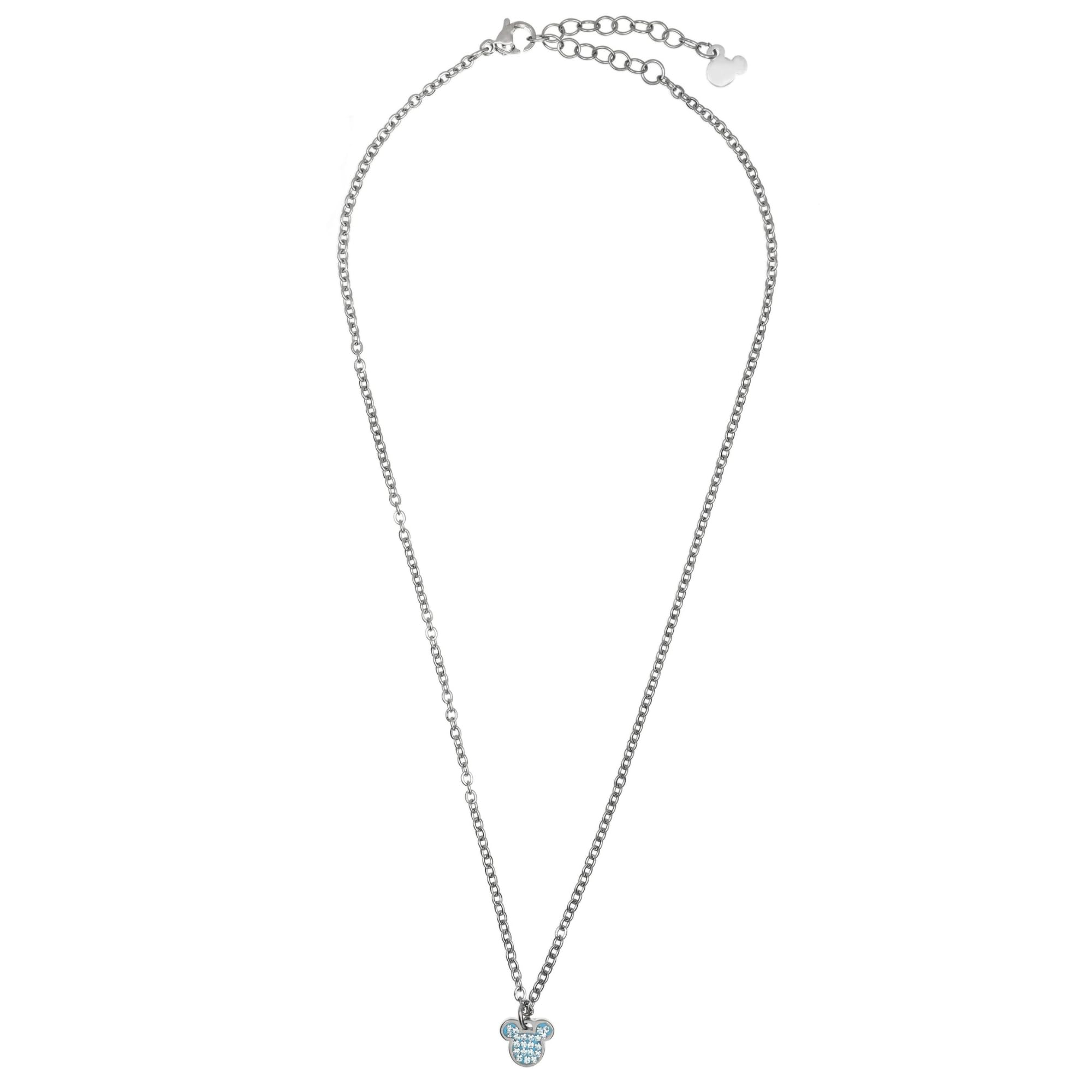 Disney Collana Mickey, Acciaio Inossidabile con Zirconi per Bambini e Bambine, Gioielli