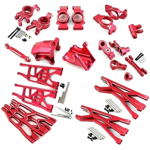 Dantenron Full Set Kit Upgrade Parts for 1/5 RC Truck Car Traxxas X-Maxx 6S 8S Steering Group,Rear Axle Mount,Swing Arm Gearbox Shell,Caster Block,Steering Cup,Servo Base (Red)