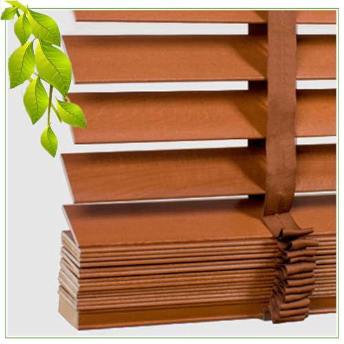 Persianas venecianas horizontales de madera auténtica, 85 x 200 cm, color marrón, persianas enrollables para día y noche, tamaños personalizados 55/70/95/110/135 cm