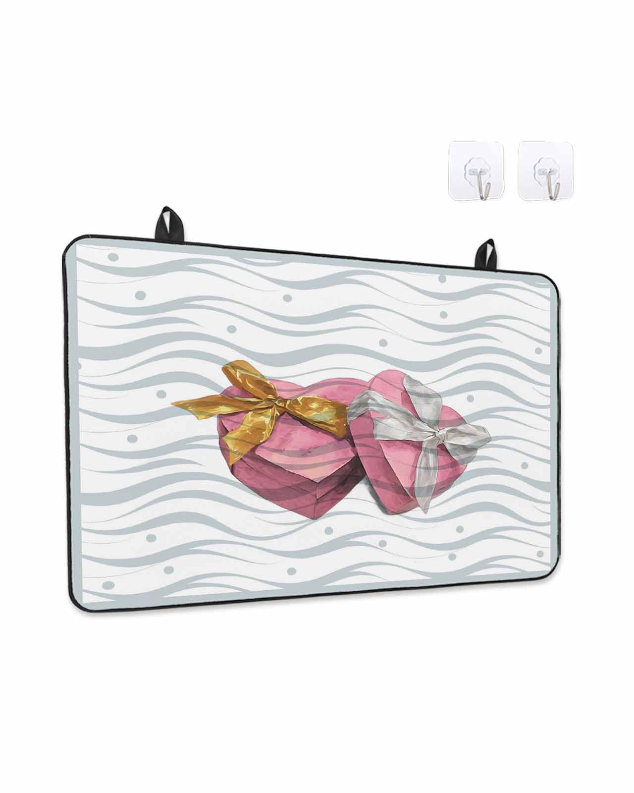 Stove Top Covers for Electric Stove, Valentine's Day Kitchen Glass Ceramic Electric Cooktop Covers 36"x21", Pink Love Box Abstract Point Stripes HeatResistant Oven/Countertop/Dishwasher/Sink Protector