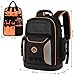 Tool Bag Backpack, 75 Pockets & Loops Heavy Duty Tools Organizer Bags/HVAC Tool Carrier for Eelectrician/Construction Work with Molded Base and Combination Lock, Large, Black and Orange