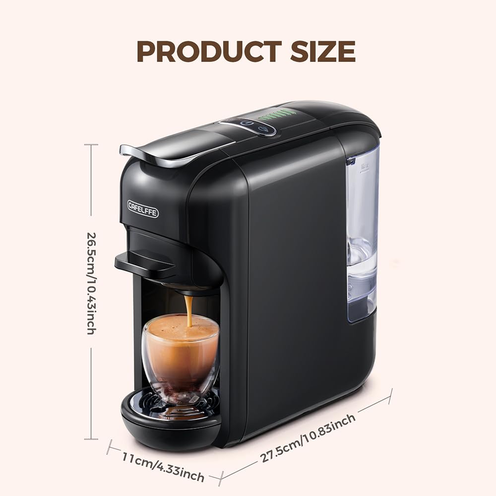 CAFELFFE Ekspres do kawy na kapsułki 5 w 1 MK606, parzenie na gorąco/zimno, 19 barów, do Nec* Original, DG*, kapsułki Kcup, padów ESE i zmielonej kawy, model energooszczędny Erp2, zbiornik na wodę 0,6